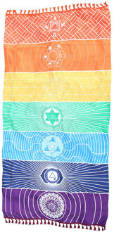 Rainbow Mandala Deken Muur Opknoping Wandtapijten Boho Strip Strand Reizen Handdoek Zomer Kwastje Kleurrijke Yoga Mat Decor Tapijt