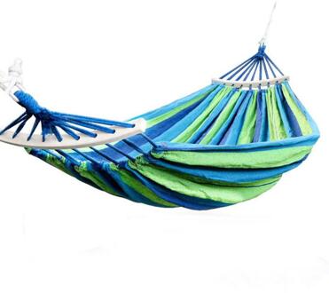 Rainbow Outdoor Leisure Dubbele Opvouwbare Canvas Hangmatten Ultralight Camping Hangmat Met Rugzak bule 190x150 cm