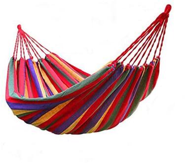 Rainbow Outdoor Leisure Dubbele Opvouwbare Canvas Hangmatten Ultralight Camping Hangmat Met Rugzak rood 190x100 cm