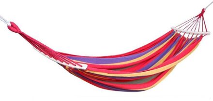 Rainbow Outdoor Leisure Dubbele Opvouwbare Canvas Hangmatten Ultralight Camping Hangmat Met Rugzak rood 190x80 cm