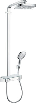 Raindance Select E 300 2jet showerpipe EcoSmart: met Showertablet 300 opbouwkraan thermostatisch met Raind. Select E 120 3jet handdouche en hoofddouche 2jet chroom 27283000