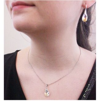 Raindrop hangers - Oostenrijks kristal van zeer hoge kwaliteit Wit Zilver - One Size