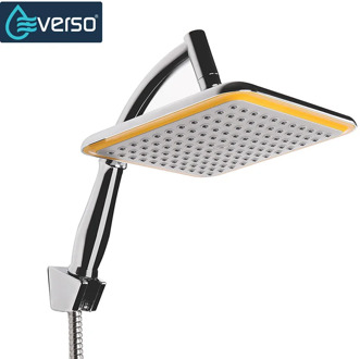 Rainfall Shower Head Hand Hold 8" Bathroom Top showerhead Set high water big handheld hose chrome pressure saving heads holder