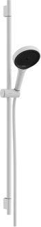 Rainfinity doucheset 130 3jet EcoSmart met glijstang S Puro 90 cm, push-schuifstuk en Designflex textiel doucheslang 160 cm, mat wit