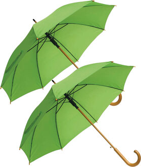 Rainmaster paraplu met houten handvat - 2x - groen scherm - Dia 103 cm