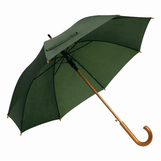 Rainmaster paraplu met houten handvat - donkergroen scherm - D103 cm - Paraplu's