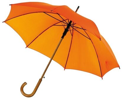 Rainmaster paraplu met houten handvat - oranje scherm - Dia 103 cm