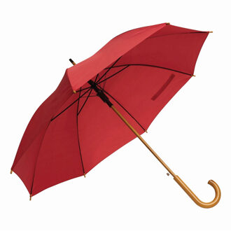 Rainmaster paraplu met houten handvat - rood scherm - D103 cm - Paraplu's