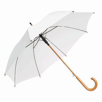 Rainmaster paraplu met houten handvat - wit scherm - Dia 103 cm