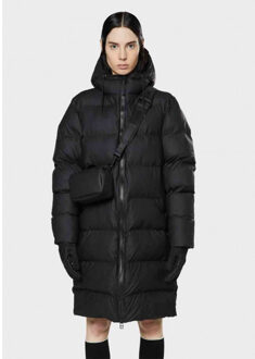 Rains 15070 long puffer jacket black Zwart