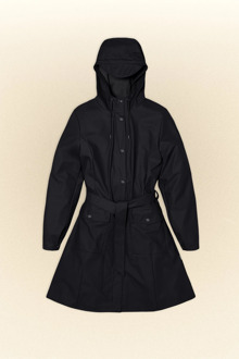 Rains 18130 curve jacket back Zwart - L