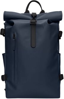 Rains Rolltop Rucksack Large W3 navy Blauw - H 52 x B 32 x D 14 cm