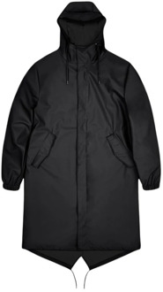 Rains Waterdichte Fishtail Parka met Capuchon Rains , Black , Heren - L,M,Xs