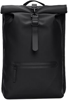 Rains Zwarte Rolltop Rugzak W3 01 Zwarte Tas Rains , Black , Heren - ONE Size