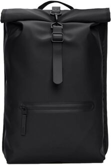 Rains Zwarte Rolltop Rugzak W3 01 Zwarte Tas Rains , Black , Heren - ONE Size