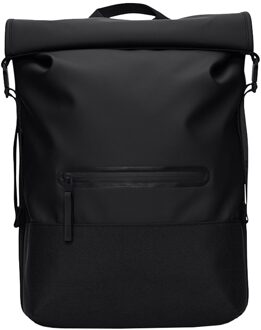 Rains Zwarte Trail Rolltop Rugzak Rains , Black , Unisex - ONE Size