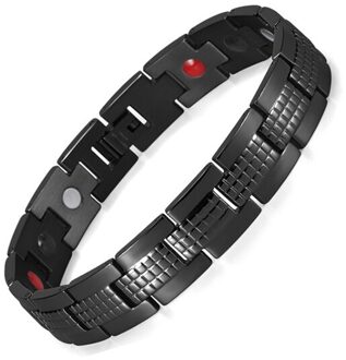 Rainso Mannen Knappe Armbanden Zwart Rooster Textuur Klassieke Stijl Met Magneet Spar Germanium Gezondheid Mannelijke Roestvrij Stalen Armband