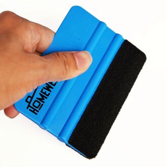 Rakel met vilt - Squeegee - (voor raamfolie, carwrap, plakfolie, keuken wrappen) 10x7,5cm Blauw