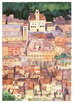 Ralf Westphal - Mittelalterliche Bergstadt Montepulciano, Toskana Kunstdruk 50x70cm