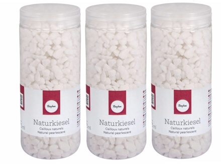 RALKA 3x stuks kokers met witte decoratie steentjes kiezel 475 ml