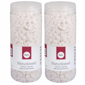 RALKA Rayher hobby decoratie steentjes kiezels - 2x kokers - wit - 475 ml - Hobby decoratie stenen