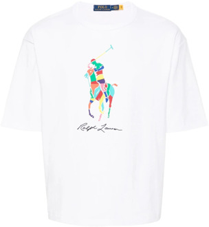 Ralph Lauren Big Pony Logo Katoenen T-shirt Ralph Lauren , White , Heren - 2Xl,Xl,L,M