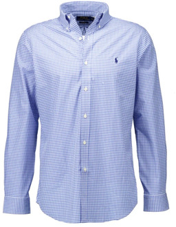 Ralph Lauren Blauw Geruit Poplin Stretch Overhemd Ralph Lauren , Blue , Heren - M,S
