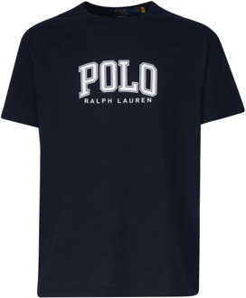 Ralph Lauren Blauw Katoenen Logo Print T-shirt Polo Ralph Lauren , Blue , Heren - L,M,S