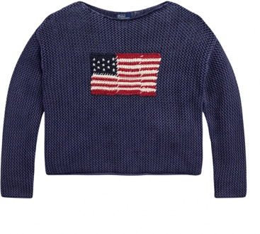 Ralph Lauren Blauwe Flag Pointelle Sweater Polo Ralph Lauren , Blue , Dames - L,M