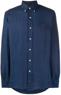 Ralph Lauren Blauwe Linnen Casual Overhemd met Lange Mouwen Polo Ralph Lauren , Blue , Heren - 2Xl,Xl,L,M,S