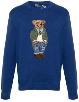 Ralph Lauren Blauwe Sweater met Polo Bear Motif Ralph Lauren , Blue , Heren - L,M,S