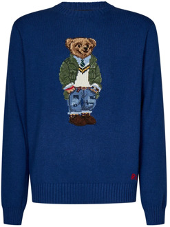 Ralph Lauren Blauwe Sweaters met Polo Bear Design Polo Ralph Lauren , Blue , Heren - Xl,L,M,S