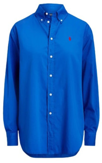 Ralph Lauren Casual katoenen overhemd met geborduurd logo Polo Ralph Lauren , Blue , Dames - Xl,L,M,S,Xs