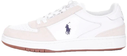 Ralph Lauren Court sneaker van leer met suède details Wit - 40