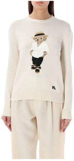Ralph Lauren Crème Linen Polo Bear Sweater Ralph Lauren , Beige , Dames - S,Xs