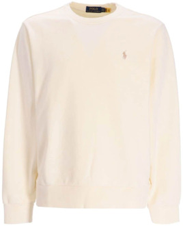 Ralph Lauren Crème Logo-geborduurde Katoenen Sweatshirt Ralph Lauren , Beige , Heren - Xl,L,M,S