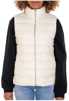 Ralph Lauren Crèmekleurig Mouwloos Vest met Rits en Zakken Ralph Lauren , White , Dames - M,Xs