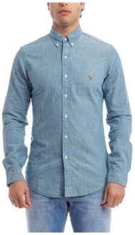 Ralph Lauren Custom fit button down-overhemd van denim Indigo - XXL