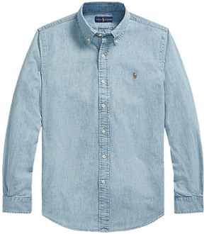 Ralph Lauren Custom fit button down-overhemd van denim Indigo - XXL