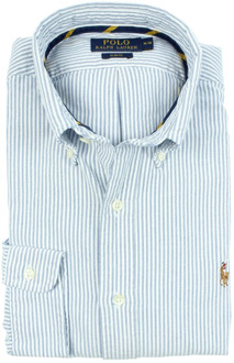 Ralph Lauren Custom fit overhemd met strepen Lichtblauw - XL