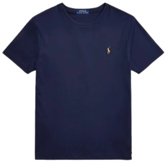 Ralph Lauren Custom slim fit T-shirt met ronde hals French Navy