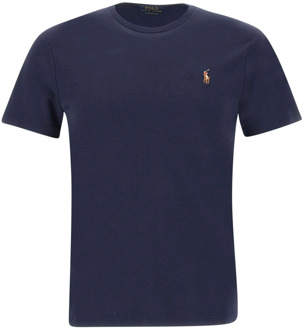 Ralph Lauren Custom slim fit T-shirt met ronde hals French Navy