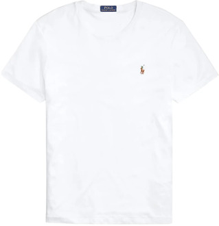 Ralph Lauren Custom slim fit T-shirt met ronde hals Wit - XXL