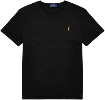 Ralph Lauren Custom slim fit T-shirt met ronde hals Zwart - XL