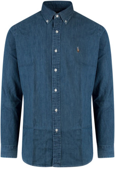 Ralph Lauren Denim Overhemd met Geborduurd Logo Polo Ralph Lauren , Blue , Heren - 2Xl,Xl,L,S