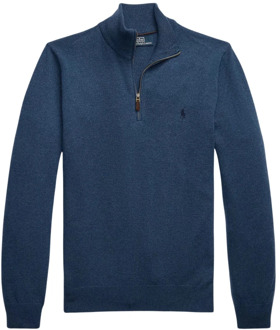 Ralph Lauren Donkerblauwe Wollen Coltrui met Hoge Kraag Ralph Lauren , Blue , Heren