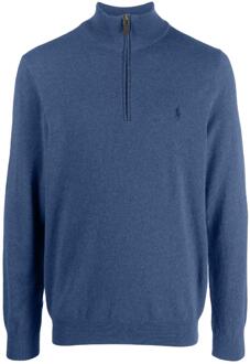 Ralph Lauren Donkerblauwe Wollen Coltrui met Hoge Kraag Ralph Lauren , Blue , Heren