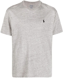 Ralph Lauren Geborduurd Custom Slim Fit Katoenen T-Shirt Ralph Lauren , Gray , Heren - 2Xl,3Xl