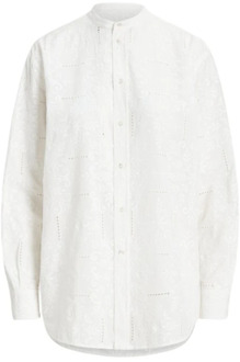 Ralph Lauren Geborduurd Mao Kraag Overhemd Polo Ralph Lauren , White , Dames - M,S