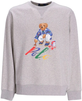 Ralph Lauren Geborduurde 'Polo Bear' Sweater Ralph Lauren , Gray , Heren - 2Xl,Xl,L,M